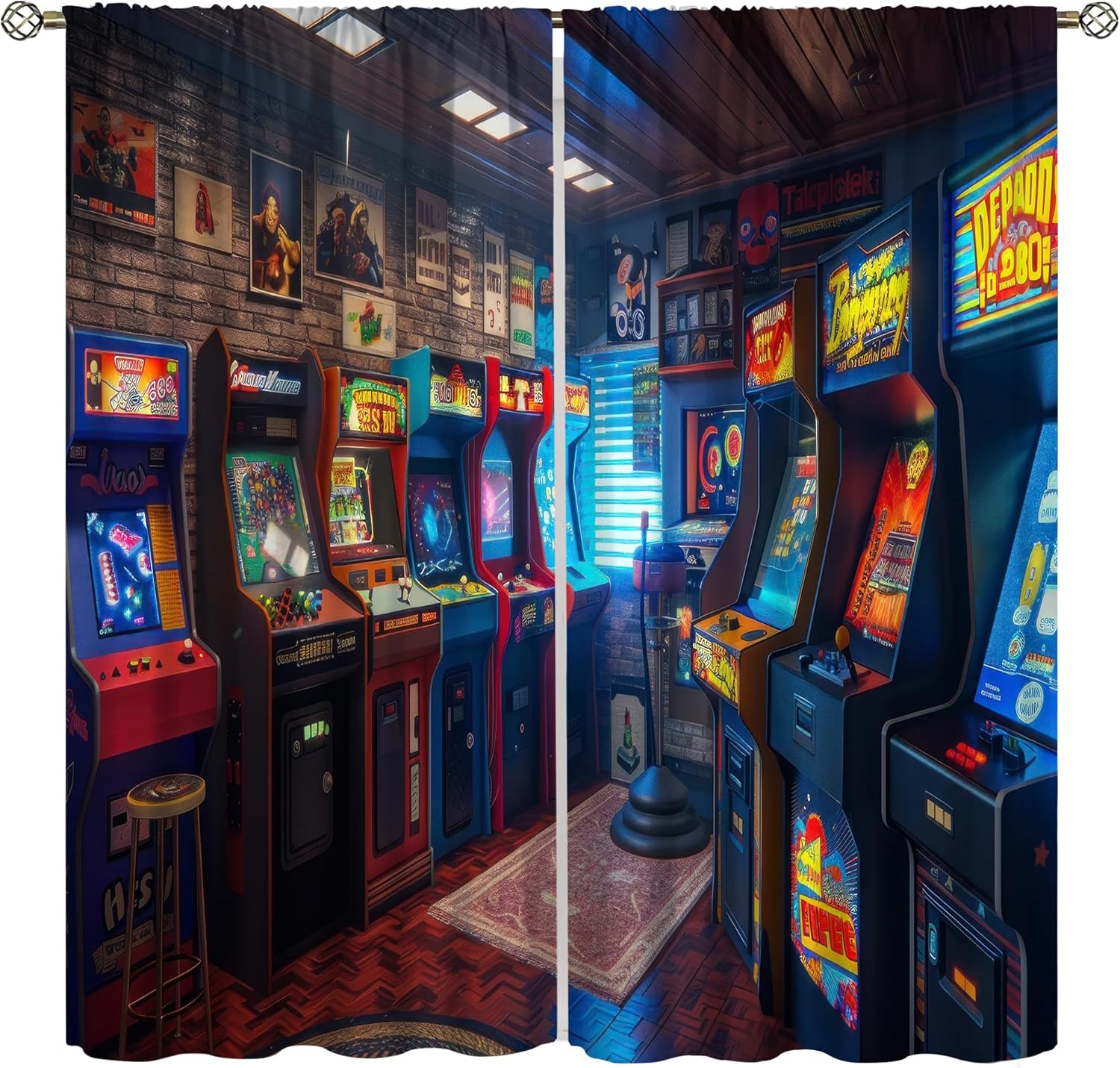 Retro Gaming Youtube - 90s Arcade Blackout Curtains Glow in