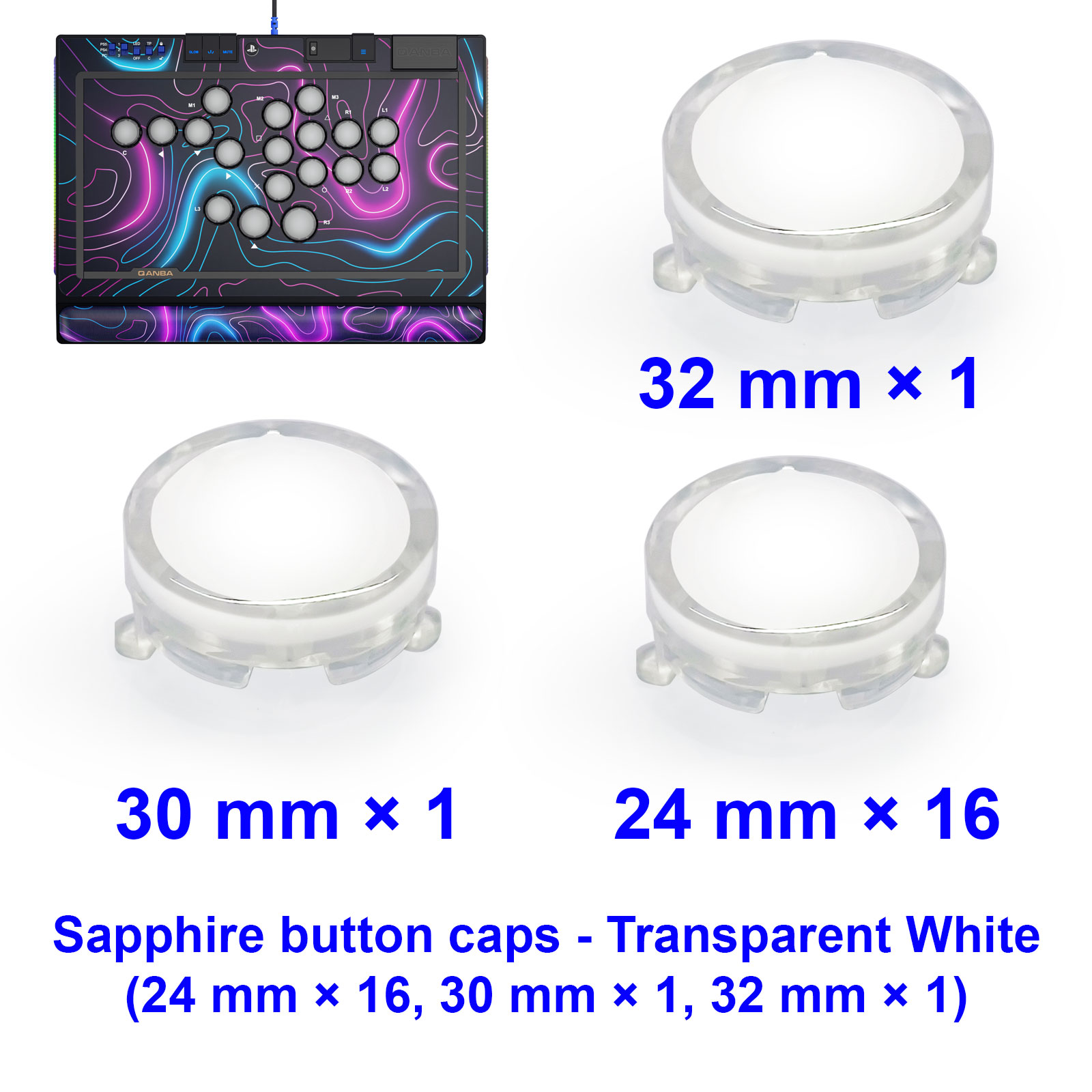 Arcade Button Kit - QANBA SAPPHIRE S1 Button Cap Arcade