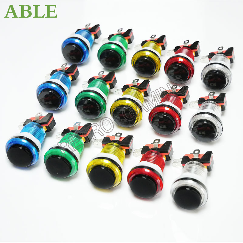 Arcade Button Kit - 12pcs 6 Colors Arcade LED Push