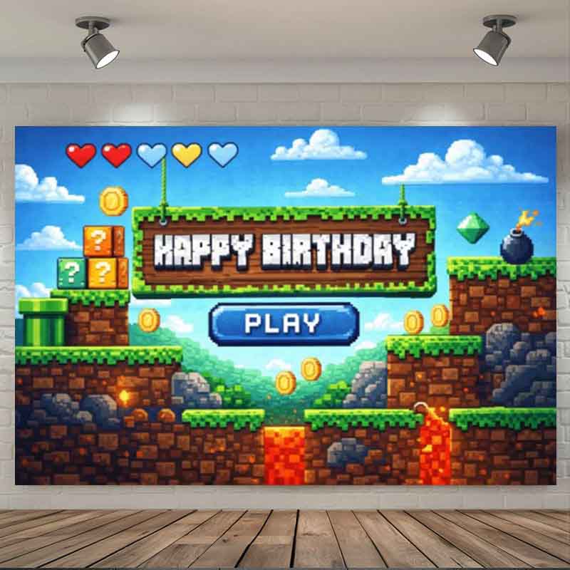 Pixel Video Game Birthday Back - огляд і ціна Background Retro Gaming