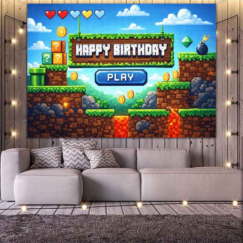 Pixel Video Game Birthday Back - огляд і ціна Background Retro Gaming