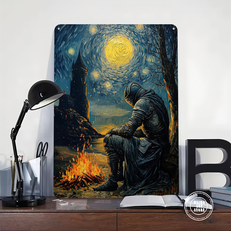 Knight By The Bonfire Tin Plaq - огляд і ціна Retro Knight Gaming