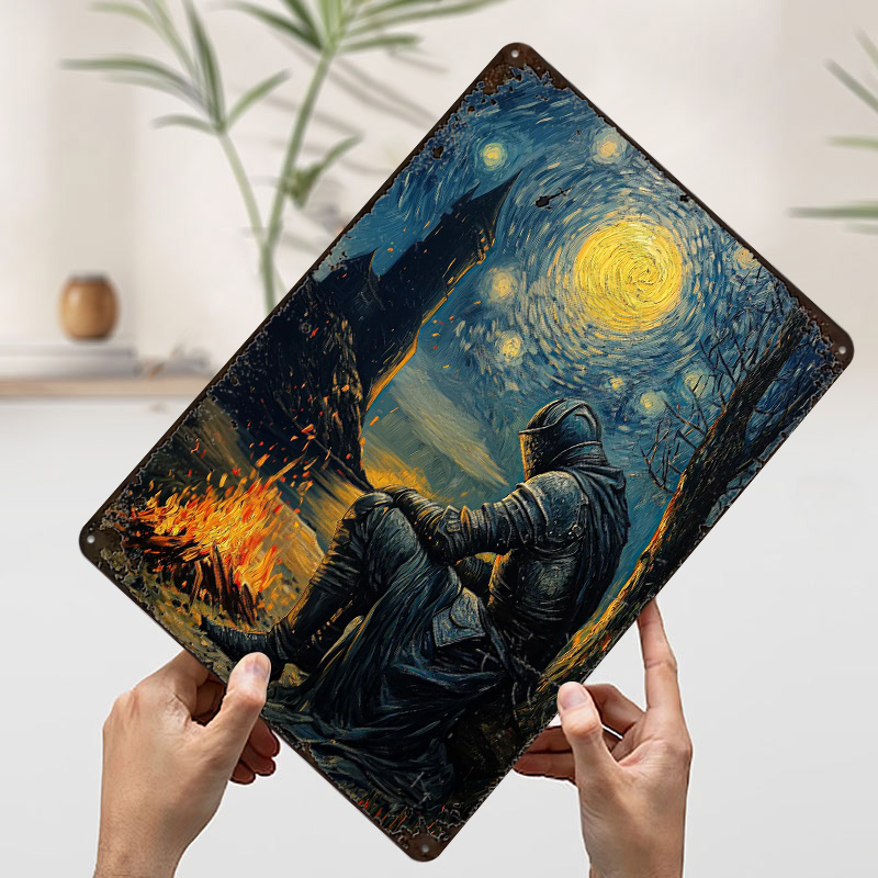 Knight By The Bonfire Tin Plaq - огляд і ціна Retro Knight Gaming