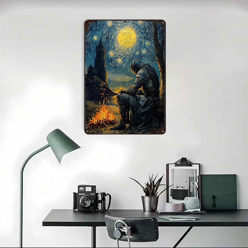 Knight By The Bonfire Tin Plaq - огляд і ціна Retro Knight Gaming